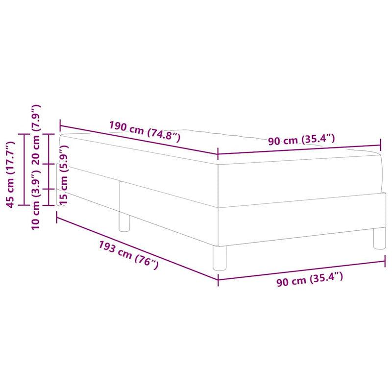 vidaXL Boxrugós ágy matracmal Világosszürke 90 x 190 cm szövet