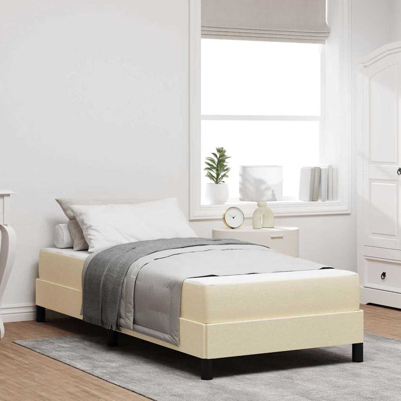 vidaXL Boxrugós ágy matracmal Krém 90 x 190 cm szövet