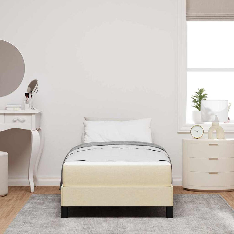 vidaXL Boxrugós ágy matracmal Krém 90 x 190 cm szövet