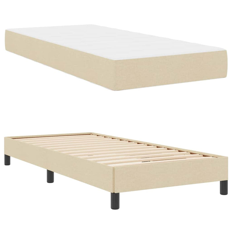 vidaXL Boxrugós ágy matracmal Krém 90 x 190 cm szövet