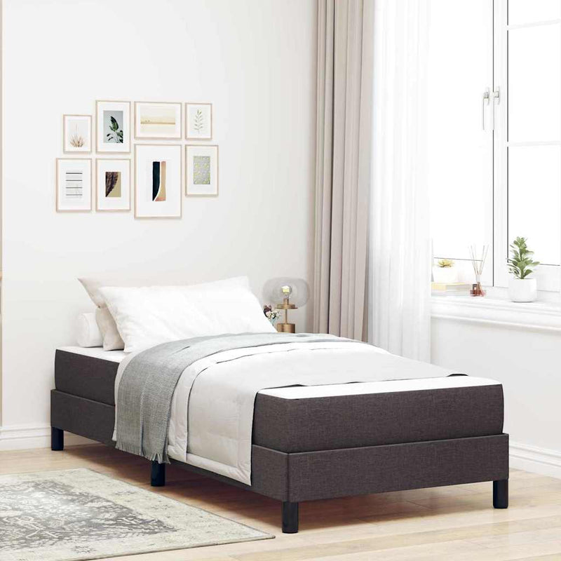 vidaXL Boxrugós ágy matracmal sötétbarna 90 x 200 cm szövet