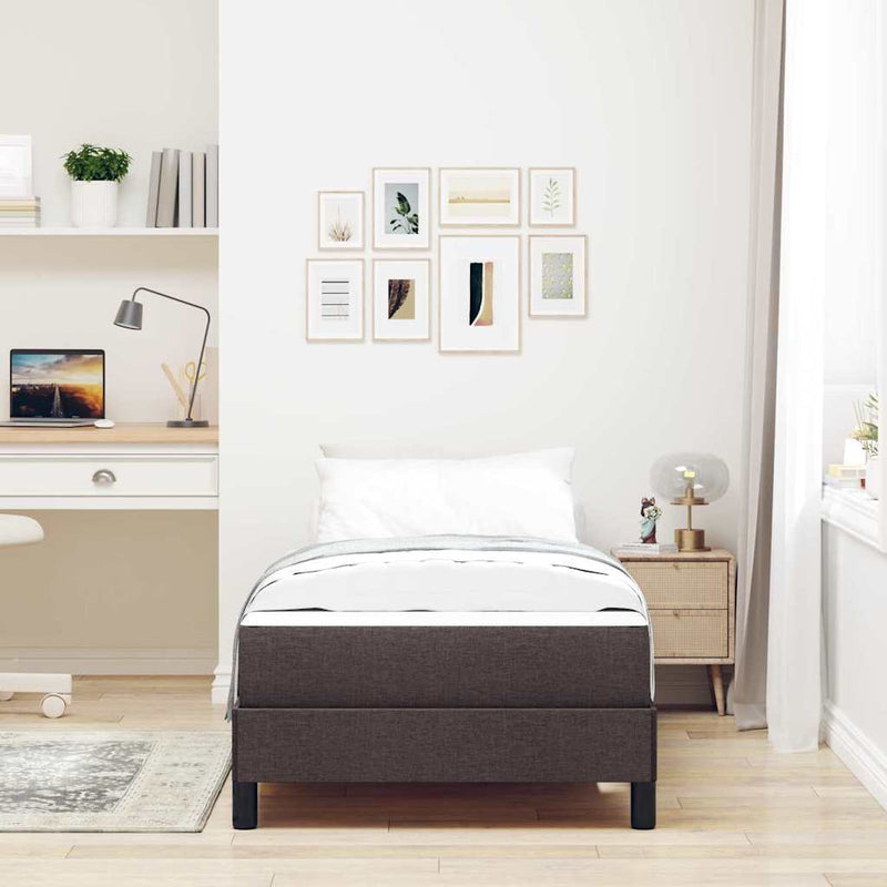 vidaXL Boxrugós ágy matracmal sötétbarna 90 x 200 cm szövet