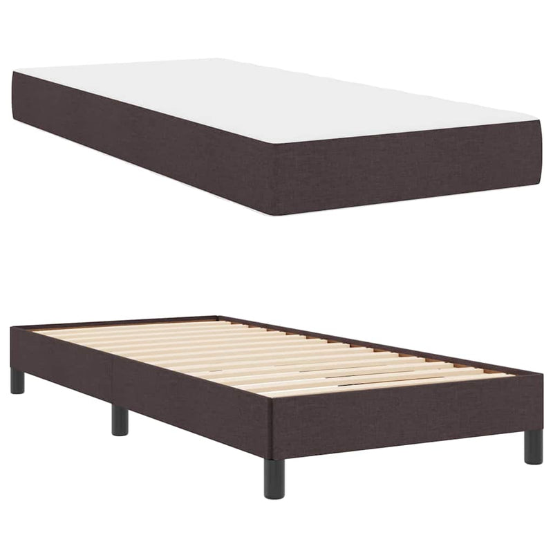 vidaXL Boxrugós ágy matracmal sötétbarna 90 x 200 cm szövet