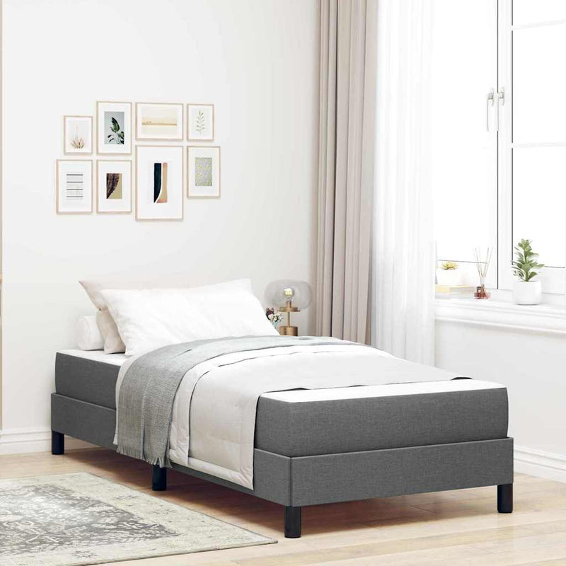 vidaXL Boxrugós ágy matracmal Sötétszürke 100 x 200 cm szövet