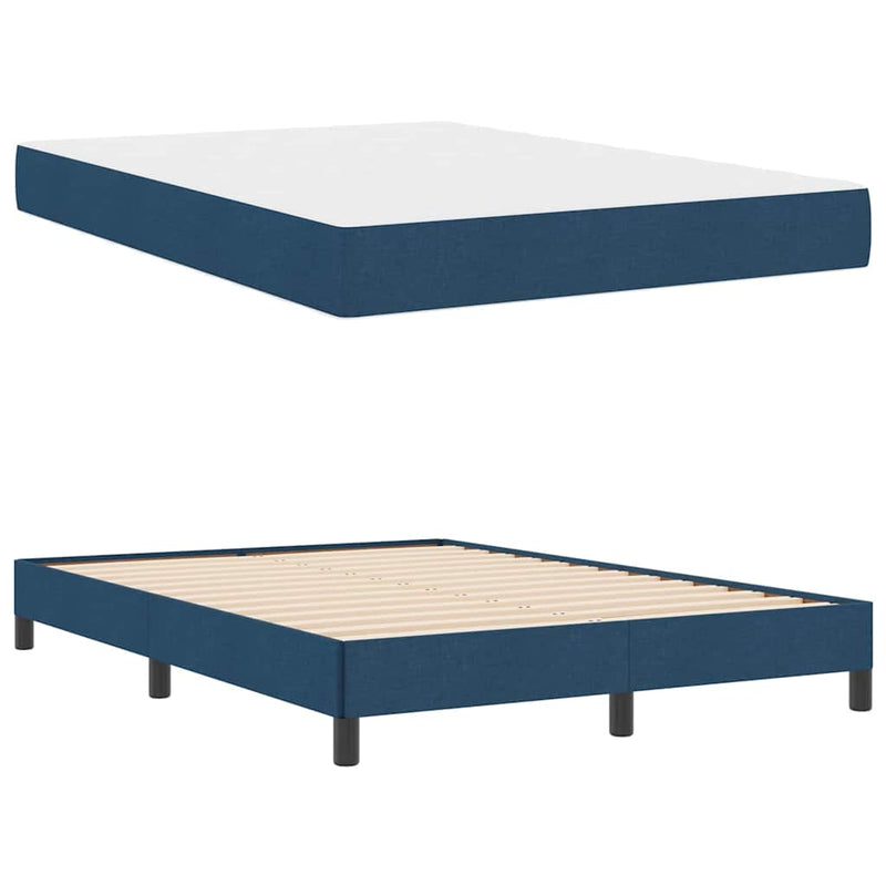 vidaXL Boxrugós ágy matracmal Kék 140 x 190 cm szövet