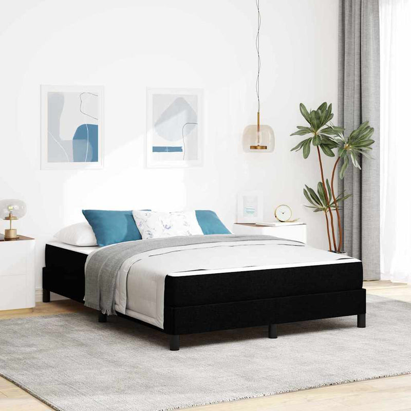 vidaXL Boxrugós ágy matracmal Fekete 160 x 200 cm szövet