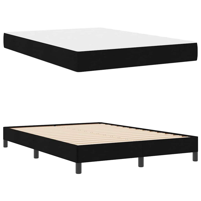 vidaXL Boxrugós ágy matracmal Fekete 160 x 200 cm szövet
