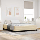 vidaXL Boxrugós ágy Krém 180 x 200 cm szövet