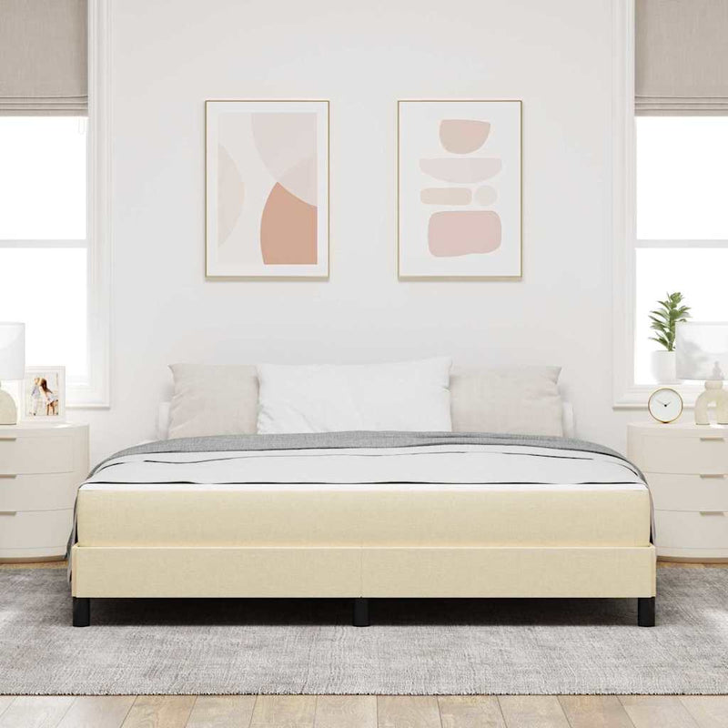 vidaXL Boxrugós ágy matracmal Krém 180 x 200 cm szövet