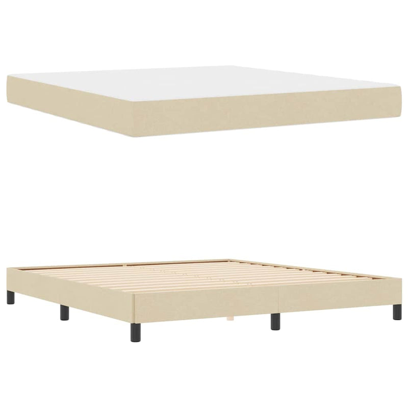 vidaXL Boxrugós ágy matracmal Krém 180 x 200 cm szövet