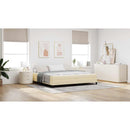 vidaXL Boxrugós ágy matracmal Krém 200 x 200 cm szövet