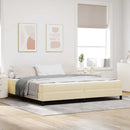 vidaXL Boxrugós ágy matracmal Krém 200 x 200 cm szövet