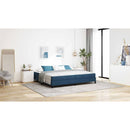 vidaXL Boxrugós ágy matracmal Kék 200 x 200 cm szövet