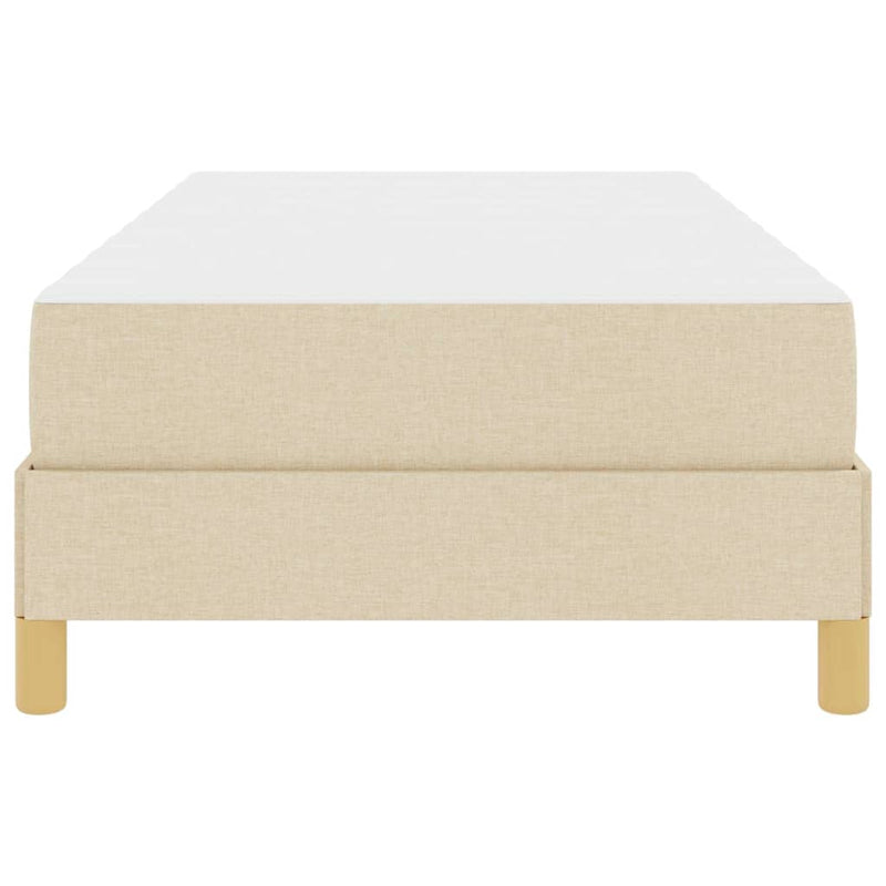 vidaXL Boxrugós ágy Krém és barna 90 x 200 cm Textil és mérnöki fa