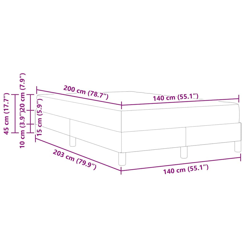 vidaXL Boxrugós ágy Kék és Barna 140 x 200 cm Textil és mérnöki fa