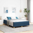 vidaXL Boxrugós ágy matracmal Kék 160 x 200 cm szövet