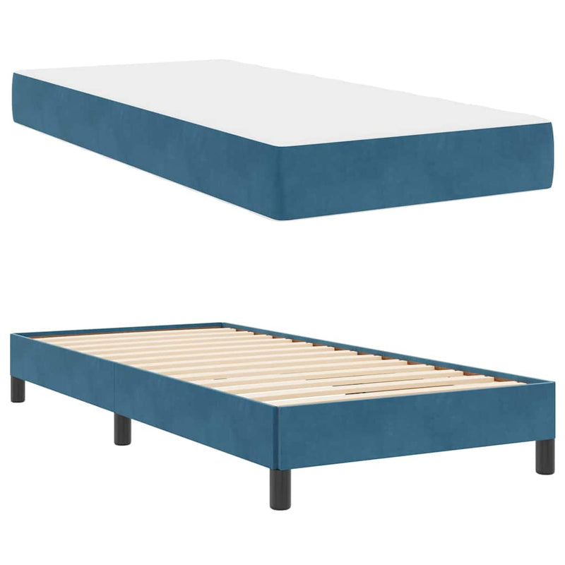 vidaXL Boxspring ágy matraccal matracmal Sötét kék 80 x 200 cm Bársony