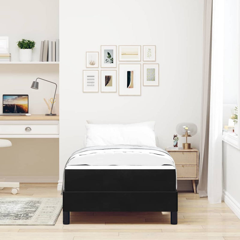 vidaXL Boxspring ágy matraccal matracmal Fekete 90 x 190 cm Bársony