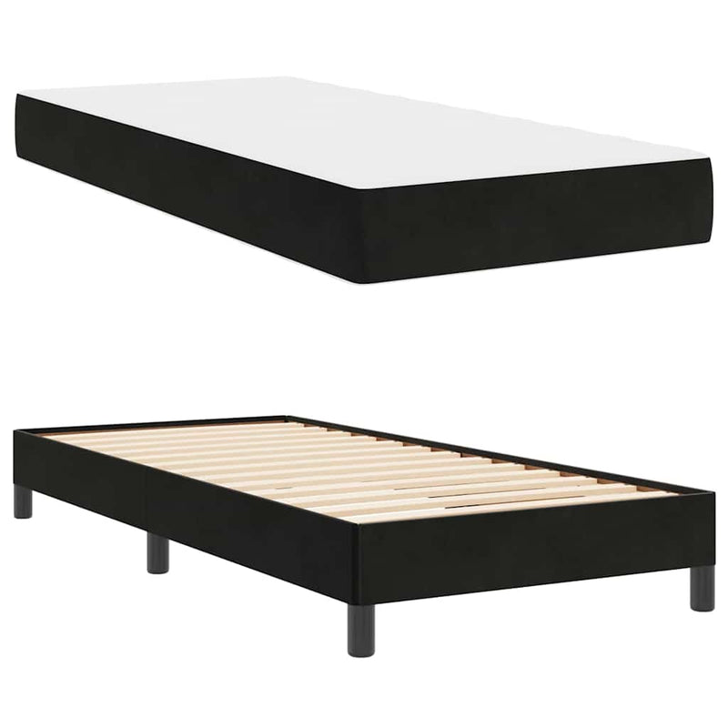 vidaXL Boxspring ágy matraccal matracmal Fekete 90 x 190 cm Bársony