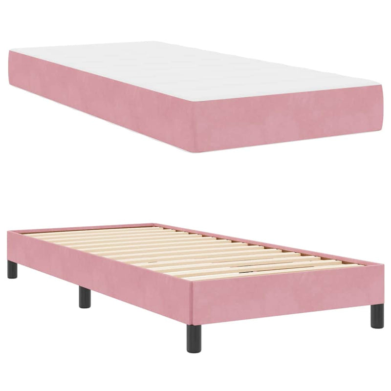 vidaXL Boxspring ágy matraccal matracmal Rózsaszín 90 x 190 cm Bársony