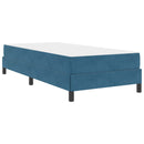 vidaXL Boxrugós ágy matracmal Sötét kék 90 x 200 cm szövet