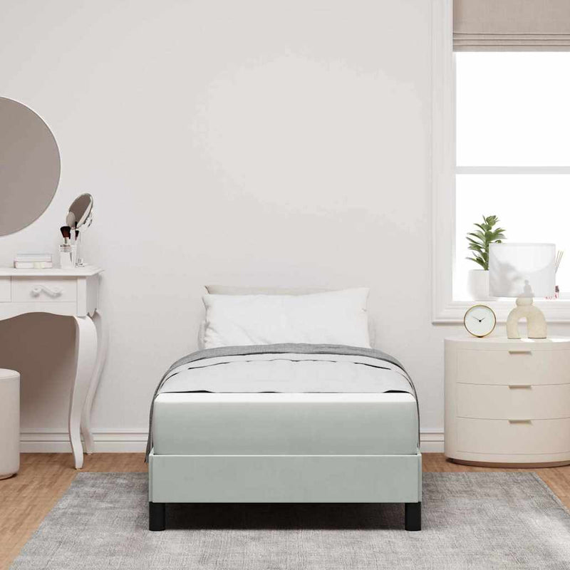 vidaXL Boxspring ágy matraccal Világosszürke 100 x 200 cm Bársony