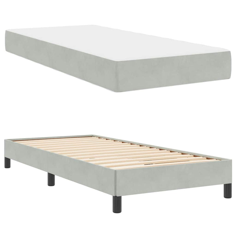 vidaXL Boxspring ágy matraccal Világosszürke 100 x 200 cm Bársony