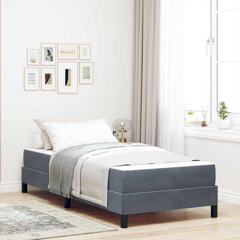vidaXL Boxspring ágy matraccal Sötétszürke 100 x 200 cm Bársony