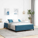 vidaXL Boxrugós ágy matracmal Sötét kék 140 x 190 cm szövet