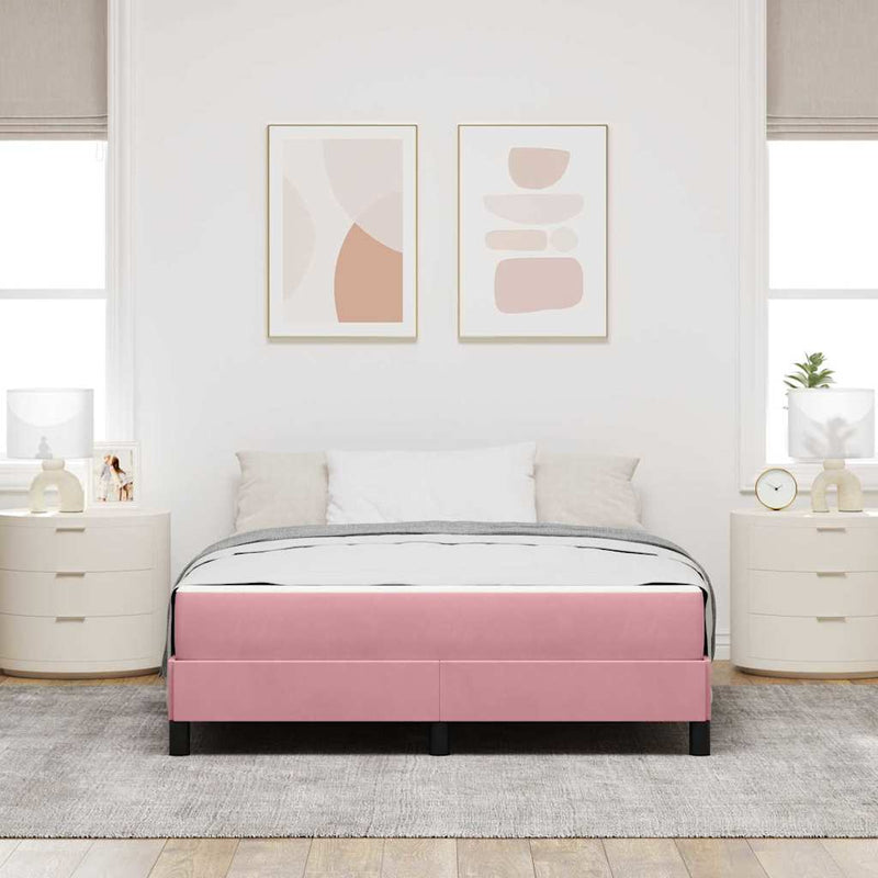 vidaXL Boxspring ágy matraccal Rózsaszín 140 x 190 cm Bársony