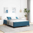 vidaXL Boxspring ágy matraccal Sötét kék 140 x 200 cm Bársony