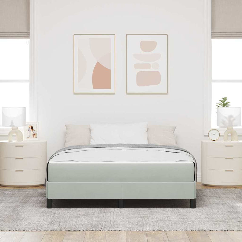 vidaXL Boxspring ágy matraccal Világosszürke 160 x 200 cm Bársony