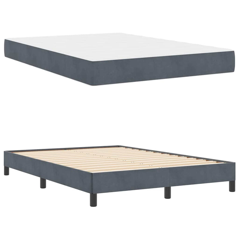 vidaXL Boxspring ágy matraccal Sötétszürke 160 x 200 cm Bársony