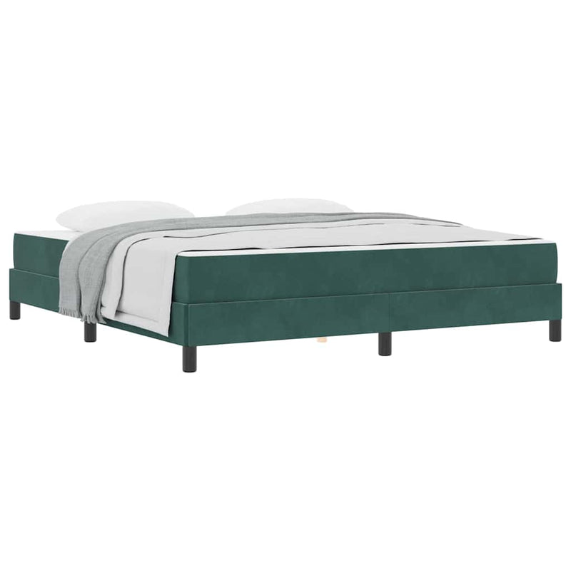 vidaXL Boxspring ágy matraccal Sötétzöld 180 x 200 cm Bársony