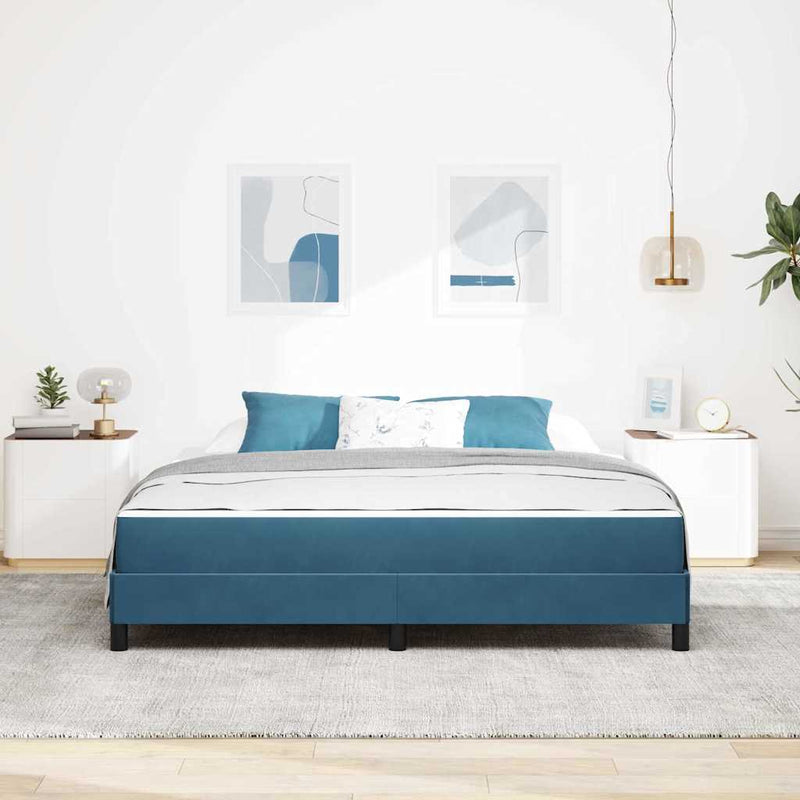 vidaXL Boxspring ágy matraccal Sötét kék 180 x 200 cm Bársony