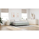 vidaXL Boxrugós ágy matracmal Világosszürke 200 x 200 cm szövet