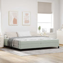 vidaXL Boxrugós ágy matracmal Világosszürke 200 x 200 cm szövet