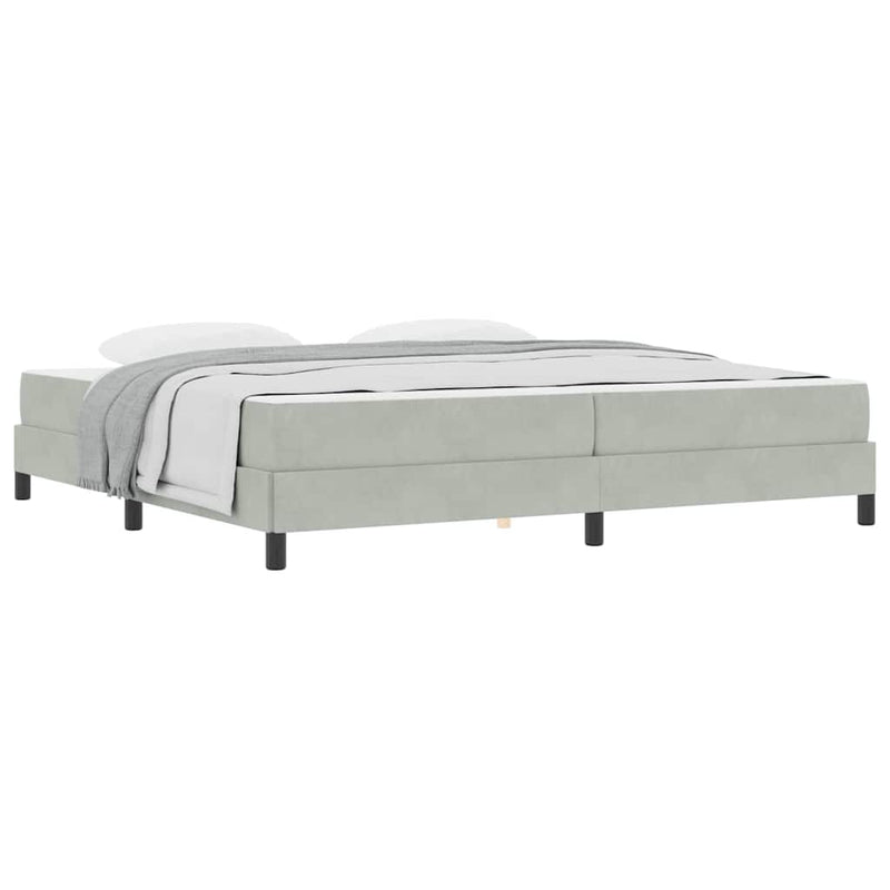 vidaXL Boxspring ágy matraccal Világosszürke 200 x 200 cm Bársony