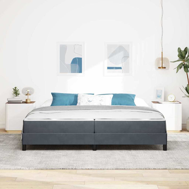 vidaXL Boxspring ágy matraccal Sötétszürke 200 x 200 cm Bársony