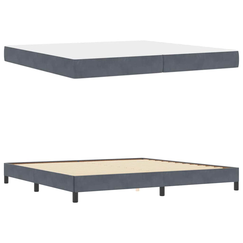 vidaXL Boxspring ágy matraccal Sötétszürke 200 x 200 cm Bársony