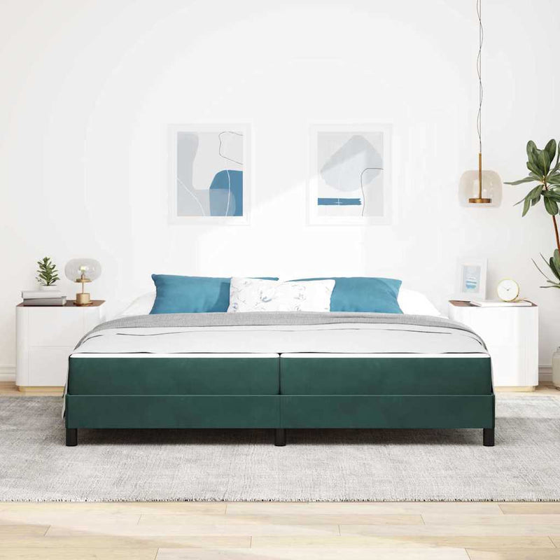 vidaXL Boxspring ágy matraccal Sötétzöld 200 x 200 cm Bársony
