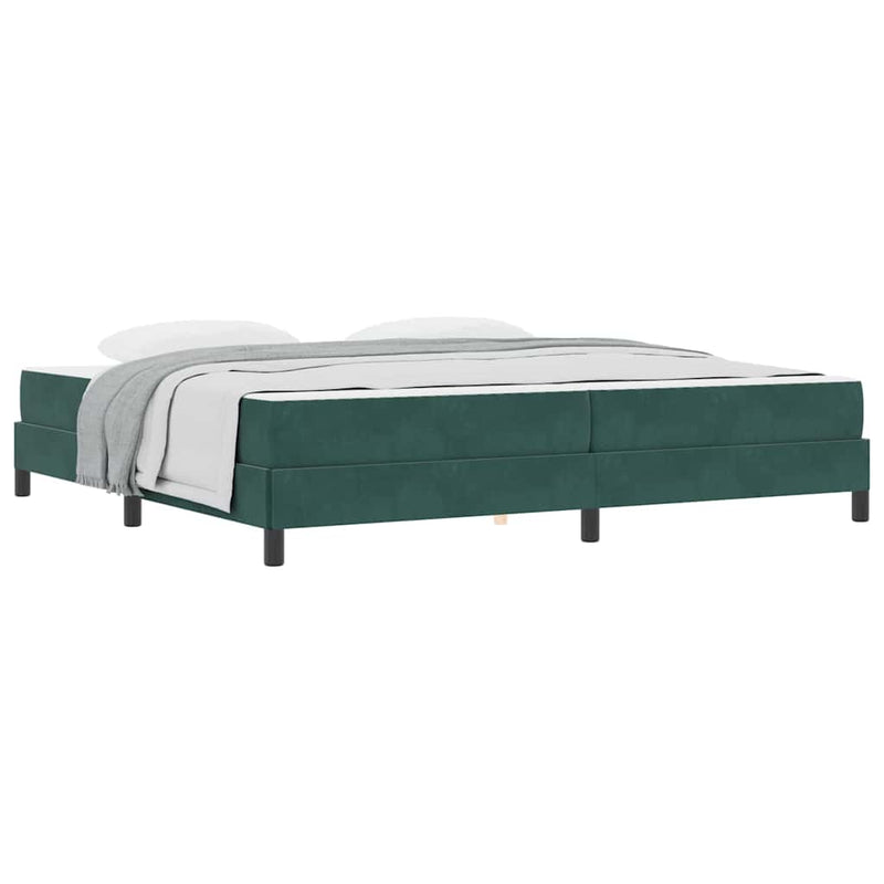 vidaXL Boxspring ágy matraccal Sötétzöld 200 x 200 cm Bársony