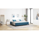 vidaXL Boxrugós ágy matracmal Sötét kék 200 x 200 cm szövet