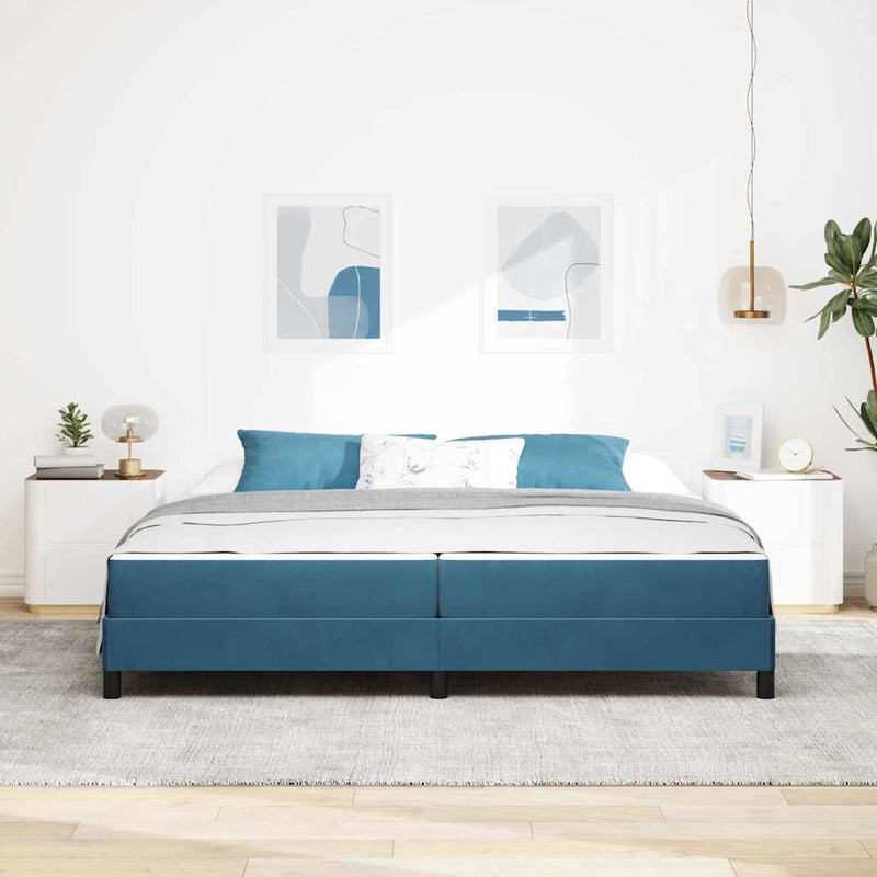 vidaXL Boxspring ágy matraccal Sötét kék 200 x 200 cm Bársony