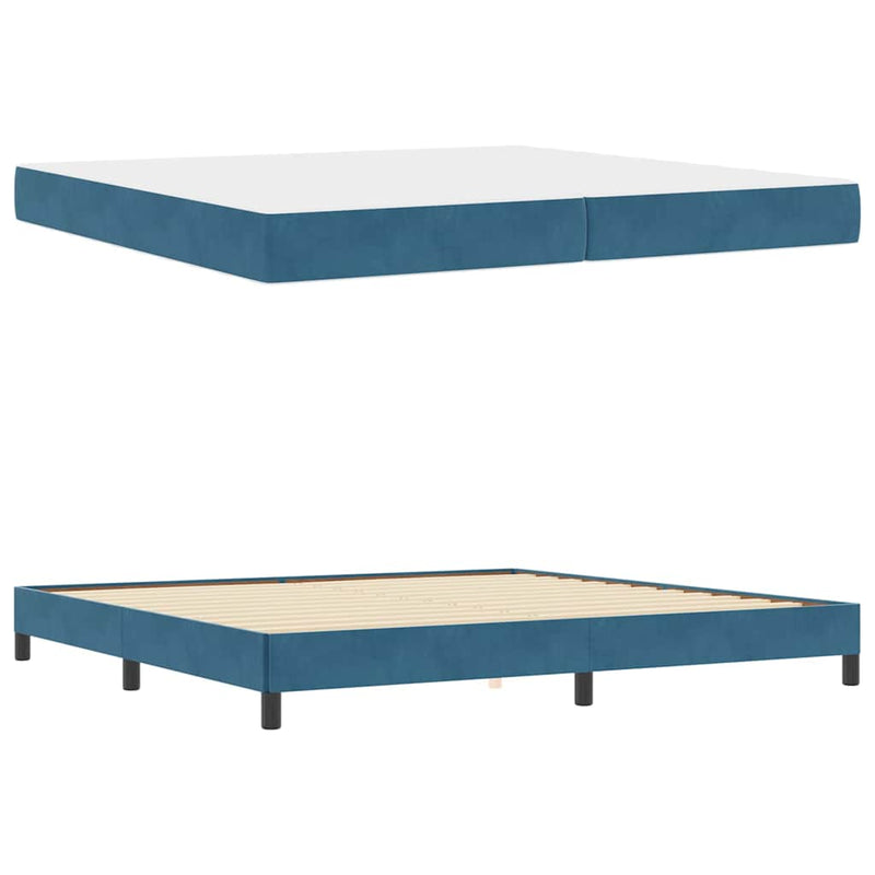vidaXL Boxspring ágy matraccal Sötét kék 200 x 200 cm Bársony