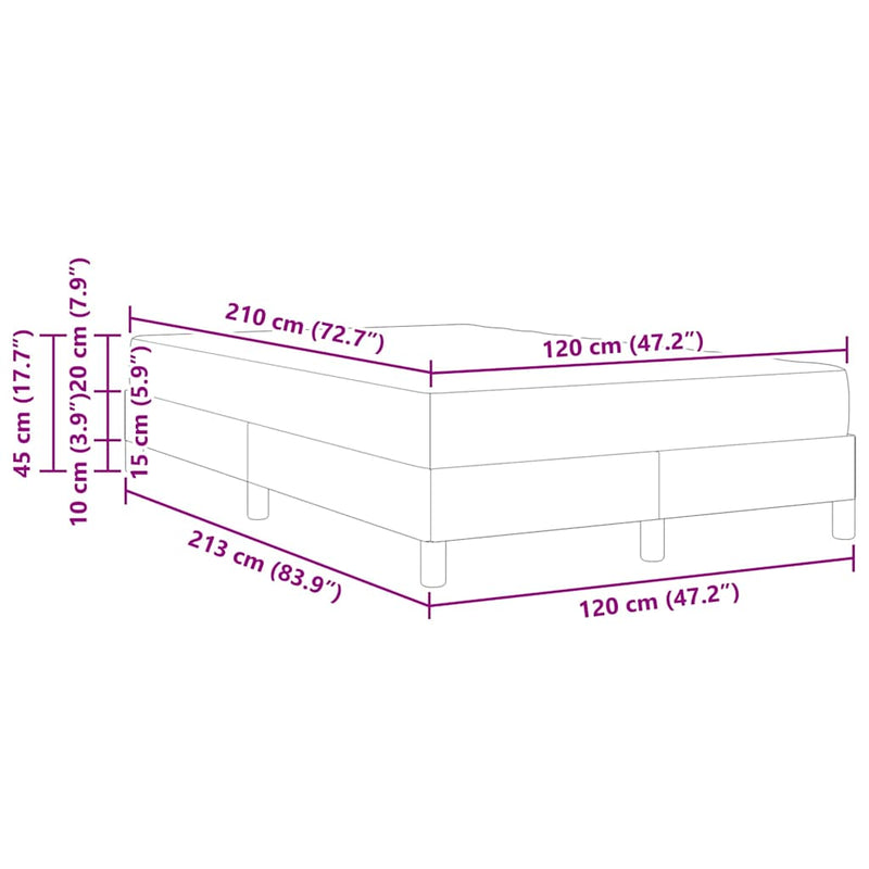 vidaXL Boxrugós ágy matracmal Fekete 120 x 210 cm szövet