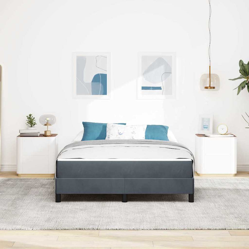 vidaXL Boxrugós ágy matracmal Sötétszürke 140 x 210 cm szövet