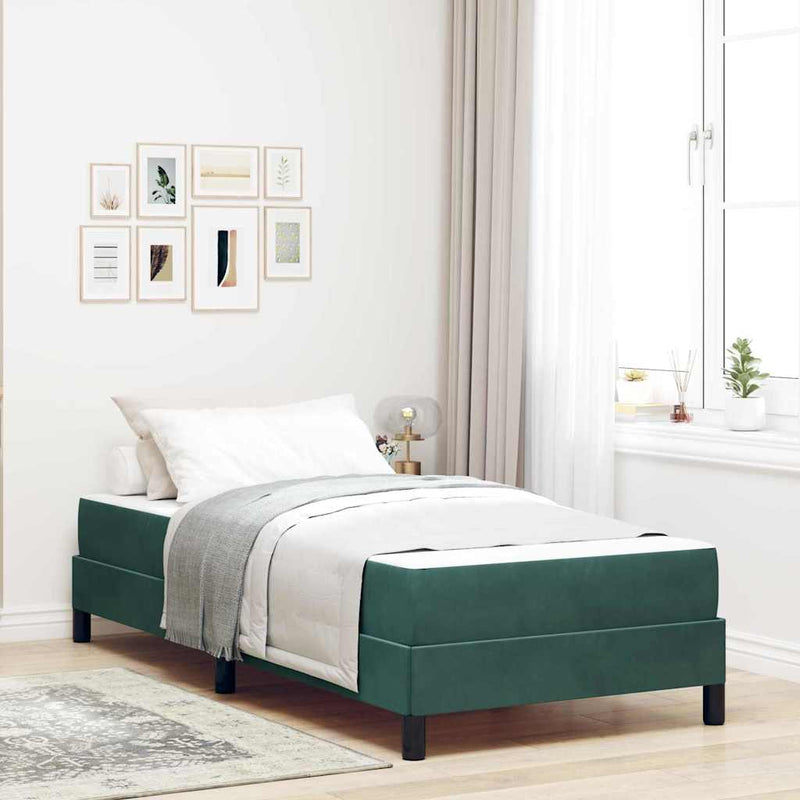 vidaXL Boxspring ágy matraccal matracmal Sötétzöld 80 x 220 cm Bársony