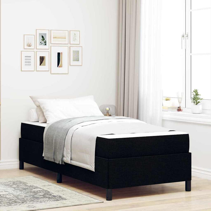 vidaXL Boxrugós ágy Fekete és fekete 80 x 200 cm Textil és mérnöki fa