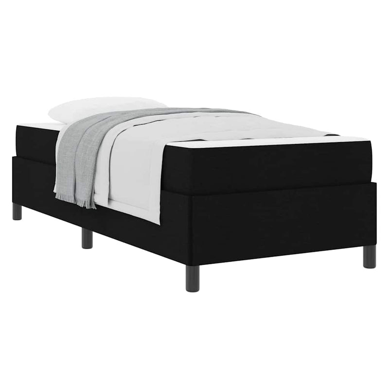 vidaXL Boxrugós ágy Fekete és fekete 80 x 200 cm Textil és mérnöki fa